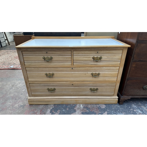 66 - An Edwardian satinwood chest of drawers with later white laminate and beech top - approx. 87cm high ... 