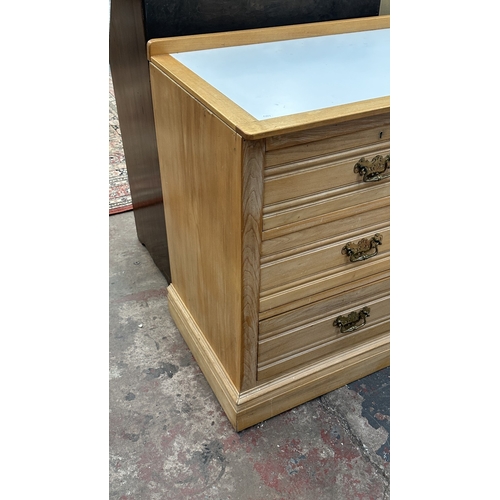 66 - An Edwardian satinwood chest of drawers with later white laminate and beech top - approx. 87cm high ... 
