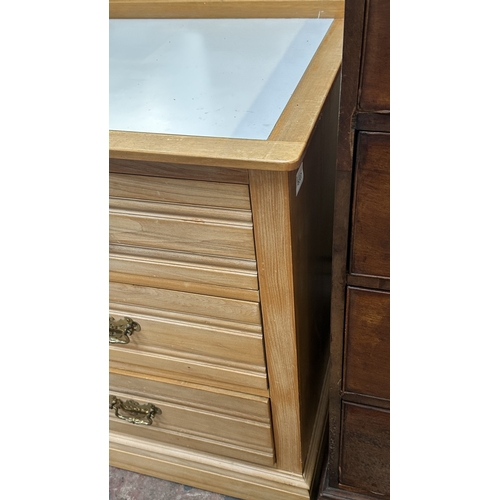 66 - An Edwardian satinwood chest of drawers with later white laminate and beech top - approx. 87cm high ... 