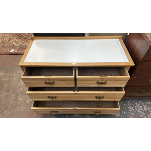 66 - An Edwardian satinwood chest of drawers with later white laminate and beech top - approx. 87cm high ... 