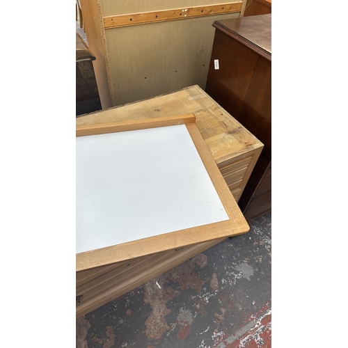 66 - An Edwardian satinwood chest of drawers with later white laminate and beech top - approx. 87cm high ... 