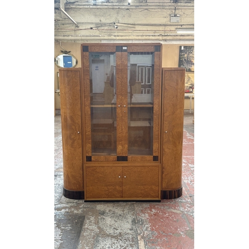 73 - An Art Deco style French walnut and rosewood effect cocktail/display cabinet - approx. 173cm high x ... 