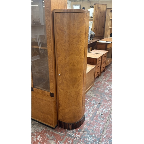 73 - An Art Deco style French walnut and rosewood effect cocktail/display cabinet - approx. 173cm high x ... 