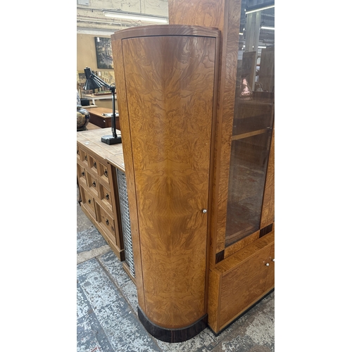 73 - An Art Deco style French walnut and rosewood effect cocktail/display cabinet - approx. 173cm high x ... 