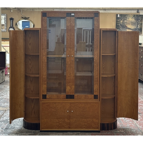 73 - An Art Deco style French walnut and rosewood effect cocktail/display cabinet - approx. 173cm high x ... 