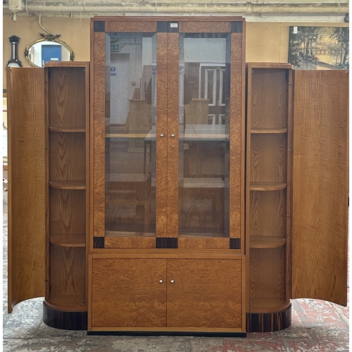 73 - An Art Deco style French walnut and rosewood effect cocktail/display cabinet - approx. 173cm high x ... 