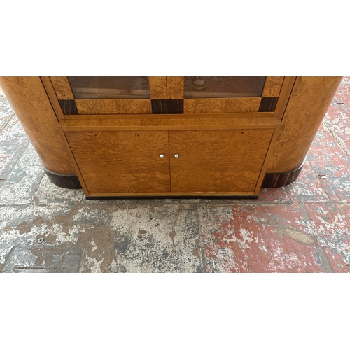 73 - An Art Deco style French walnut and rosewood effect cocktail/display cabinet - approx. 173cm high x ... 