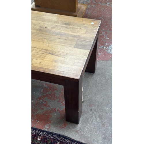 76 - A pair of modern hardwood side tables - approx. 45cm high x 60cm square