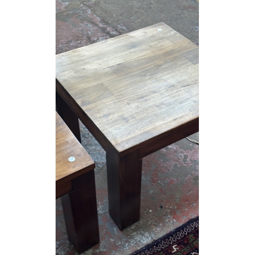 76 - A pair of modern hardwood side tables - approx. 45cm high x 60cm square