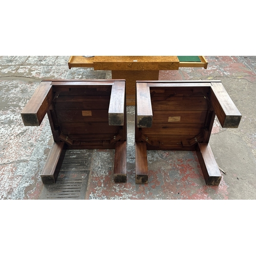 76 - A pair of modern hardwood side tables - approx. 45cm high x 60cm square