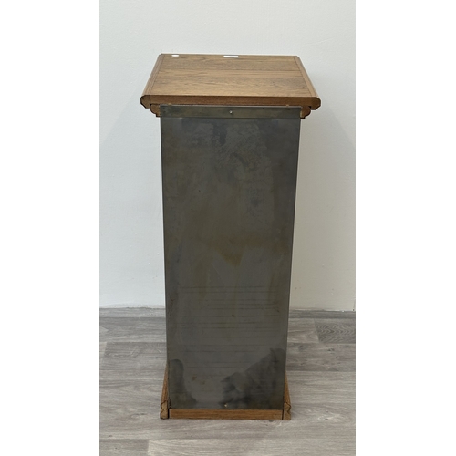 78 - A 1930s upcycled metal thirty drawer filing cabinet with later oak top and base - approx. 88cm high ... 