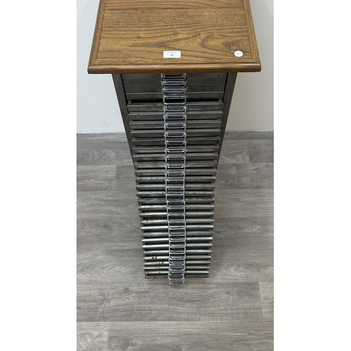 78 - A 1930s upcycled metal thirty drawer filing cabinet with later oak top and base - approx. 88cm high ... 