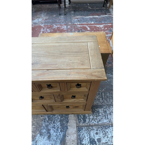 80 - A Mexican pine chest of drawers - approx. 83cm high x 101cm wide x 45cm deep
