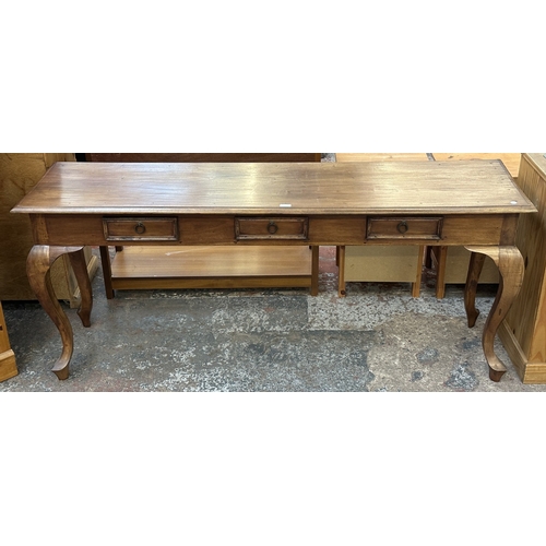 83 - A Georgian style hardwood console table - approx. 77cm high x 182cm wide x 49.5cm deep