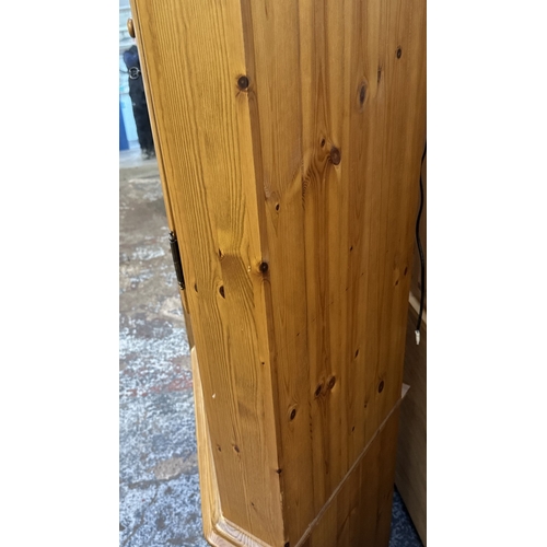 84 - A pine free standing corner display cabinet - approx. 191cm high x 71cm wide x 44cm deep