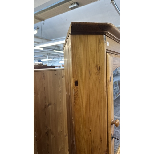 84 - A pine free standing corner display cabinet - approx. 191cm high x 71cm wide x 44cm deep