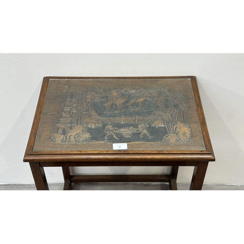 87 - A Chinese carved hardwood quartetto nest of tables - approx. 63cm high x 50cm wide x 35cm deep