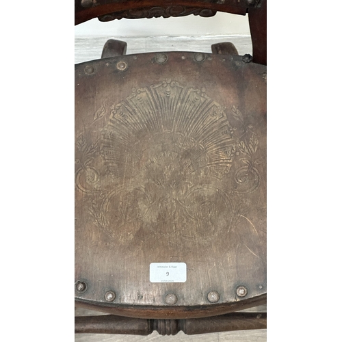 9 - A late 19th century stained beech and embossed plywood child's rocking chair - approx. 65cm high x 3... 