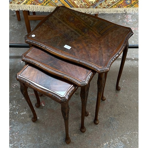 37E - A Queen Anne style mahogany nest of tables - approx. 56cm high x 56cm wide x 42cm deep