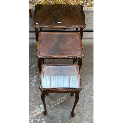 37E - A Queen Anne style mahogany nest of tables - approx. 56cm high x 56cm wide x 42cm deep