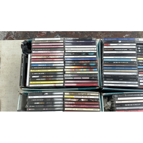 375 - Nine boxes containing CDs to include Kaiser Chiefs, Stereophonics, Hard-Fi, Keane, Madonna, Snow Pat... 