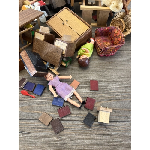 324 - Two bags containing mid/late 20th century doll's house furniture