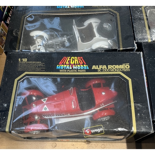 329 - Ten boxed Bburago diecast model vehicles to include 1/18 Bugatti Type 59 (1934), 1/18 Mercedes Benz ... 