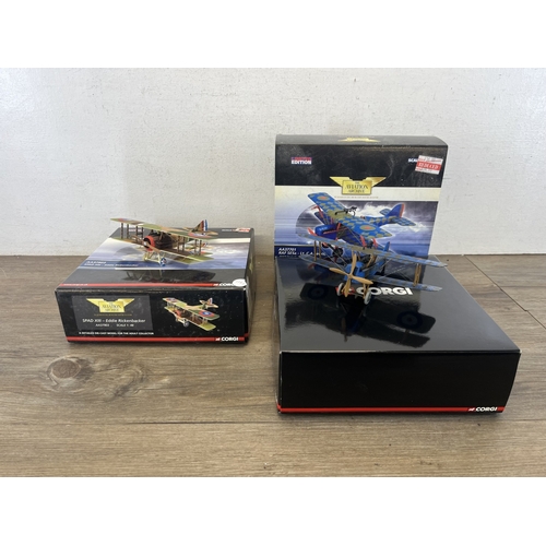 334 - Two boxed Corgi limited edition scale 1:48 The Aviation Archive model aeroplanes, one AA37903 SPAD X... 