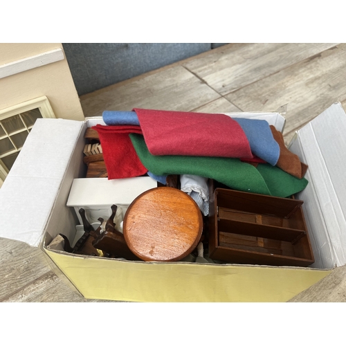 337 - A Georgian style wooden doll's house with accessories - approx. 80cm high x 60cm wide x 32cm deep