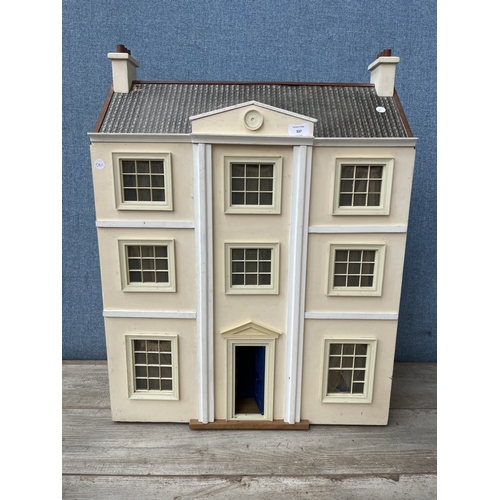 337 - A Georgian style wooden doll's house with accessories - approx. 80cm high x 60cm wide x 32cm deep