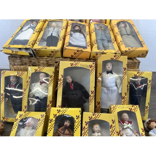 340A - A basket containing approx. thirty boxed and unboxed Del Prado dolls