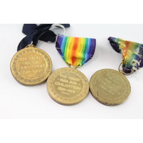 2220 - Three WWI Victory medals presented 24098 Pte. S. Riley Leic. R., 35855 Pte. F. W. Hodgson Durh. L.I.... 