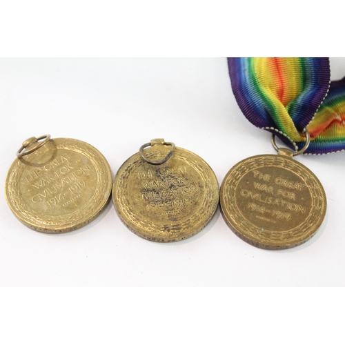 2238 - Three WWI Victory medals presented to S4-043802 Cpl. S. J. Watson A.S.C., 891388 Dvr. J. Emery R.A. ... 