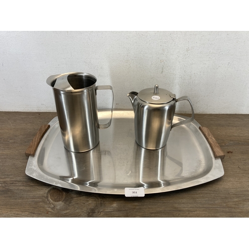 351 - A mid 20th century Old Hall stainless steel eleven piece tea and coffee set together with a Viners s... 