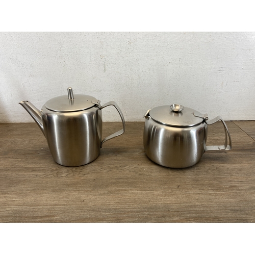 351 - A mid 20th century Old Hall stainless steel eleven piece tea and coffee set together with a Viners s... 