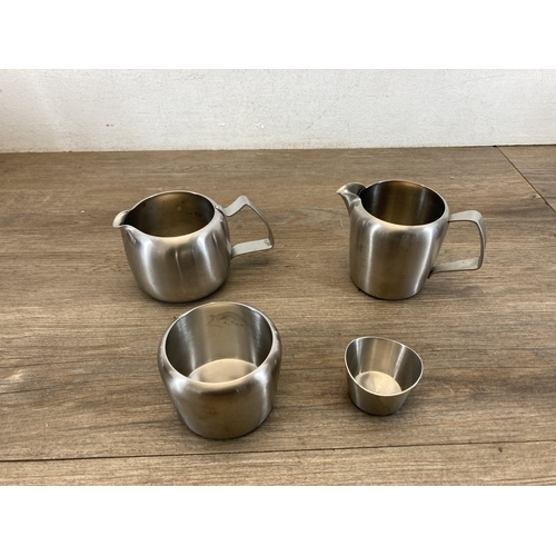 351 - A mid 20th century Old Hall stainless steel eleven piece tea and coffee set together with a Viners s... 