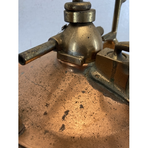 353 - An early/mid 20th century copper and brass milking bucket with spare lid - approx. 47cm high