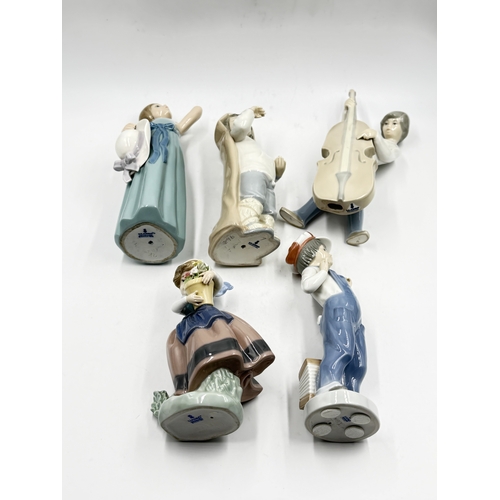281 - Five Lladro porcelain figurines, Boy From Madrid #4898, Spring Is Here #5223, Prissy #5010, Boy With... 