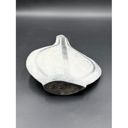 295 - A Raku studio pottery bottle form vase, inscribed MC to base - approx. 24cm high