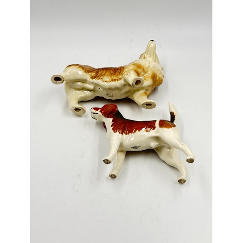 305 - Three ceramic animal figurines, one Beswick Ch. Wendover Billy beagle dog, one Beswick 'Watch It' ca... 