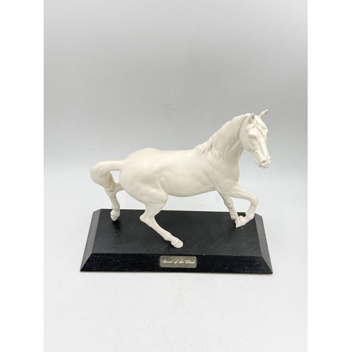 315 - Five ceramic figurines, two Spanish Nadal golfers, one Beswick 'Spirit of the Wind' horse on plinth ... 