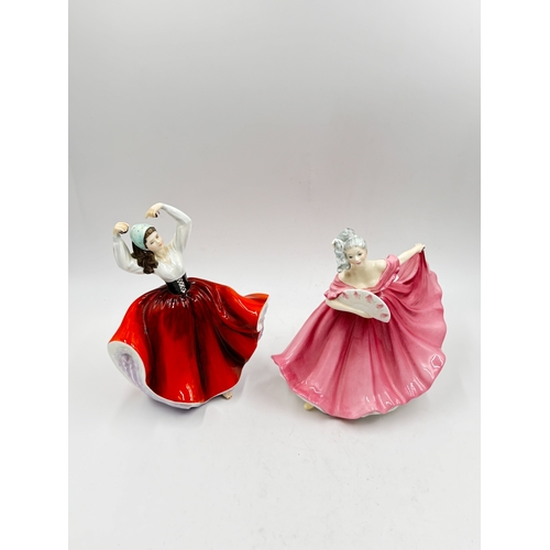 315 - Five ceramic figurines, two Spanish Nadal golfers, one Beswick 'Spirit of the Wind' horse on plinth ... 