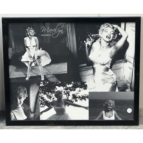 204 - Two framed black and white collage prints, one Marilyn Monroe and one Audrey Hepburn - approx. 43cm ... 