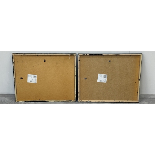 204 - Two framed black and white collage prints, one Marilyn Monroe and one Audrey Hepburn - approx. 43cm ... 