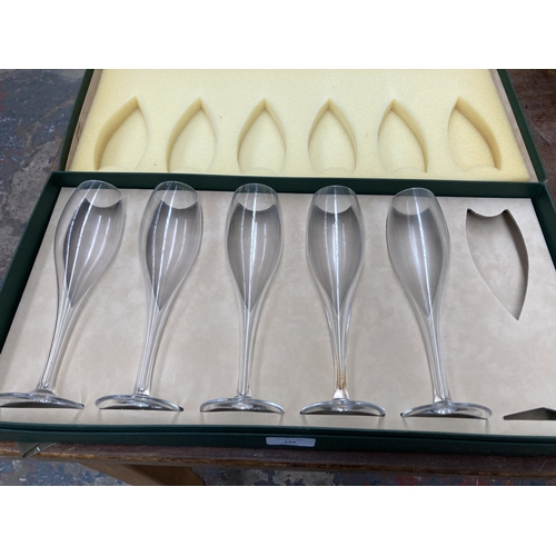 330 - Two boxed sets of Cuvée Dom Pérignon hollow stem champagne flutes