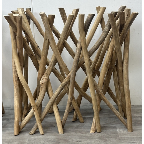 120 - A pair of Indonesian reclaimed wood console table bases - approx. 80cm high x 40cm wide x 80cm long