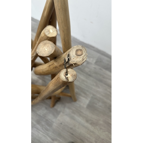 120 - A pair of Indonesian reclaimed wood console table bases - approx. 80cm high x 40cm wide x 80cm long