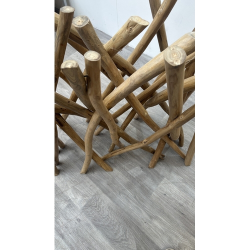 120 - A pair of Indonesian reclaimed wood console table bases - approx. 80cm high x 40cm wide x 80cm long