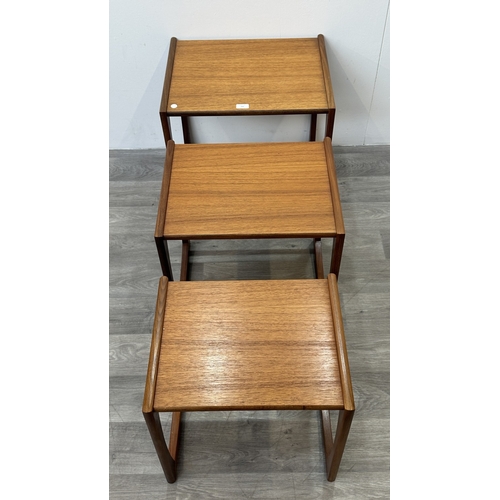 125 - A mid 20th century G Plan Quadrille teak nest of tables - approx. 49cm high x 53cm wide x 43cm deep