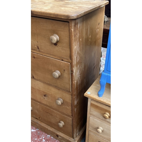 136 - A Victorian style pine chest of drawers - approx. 108cm high x 62cm wide x 46cm deep